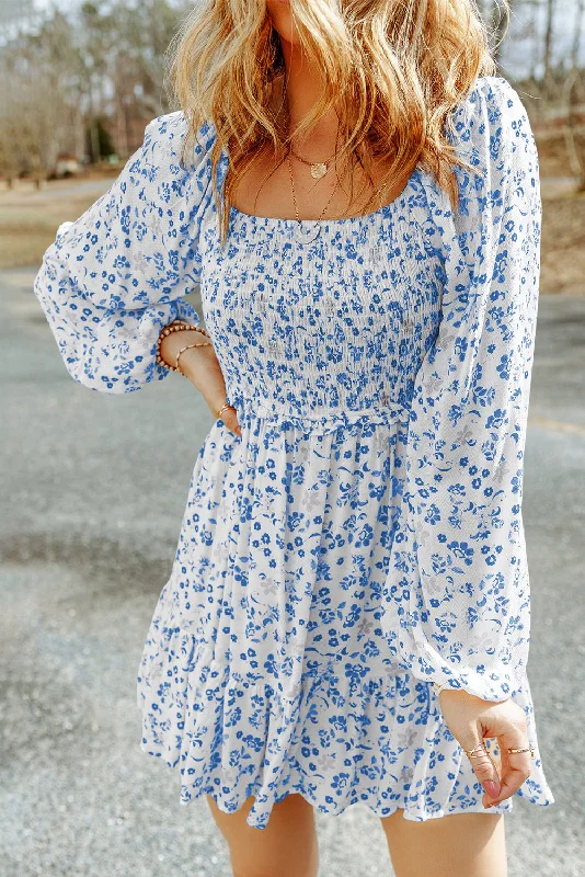 Light Blue Boho Floral Smocked Puff Sleeve Mini Dress Comfortable Polka Dot Mini Dress Light Blue Boho Floral Smocked Puff Sleeve Mini Dress Comfortable Polka Dot Mini Dress