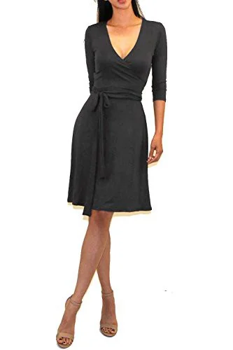 Lola's Wrap Midi Dress Comfortable Ribbed Midi Dress
