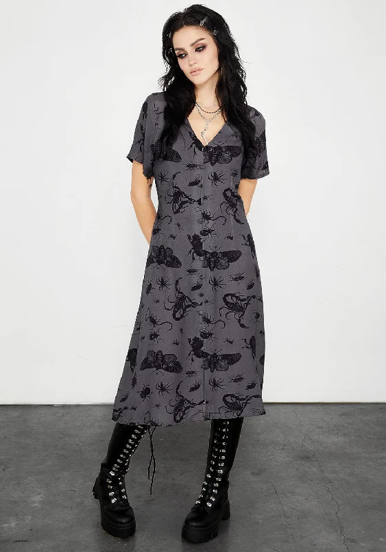 Parasite Midi Dress Trendy Fit-and-Flare Midi Dress