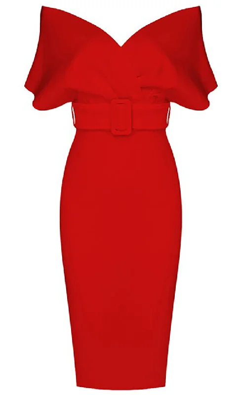 Perfectly Posh Red Elbow Sleeve Cross Wrap V Neck Off The Shoulder Belted Bodycon Midi Dress Trendy Square Neck Midi Dress Perfectly Posh Red Elbow Sleeve Cross Wrap V Neck Off The Shoulder Belted Bodycon Midi Dress Trendy Square Neck Midi Dress