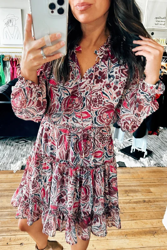 Pitaya Pink Floral Print Ruffle Tiered Puff Sleeve Mini Dress Fashionable Lace Mini Dress Pitaya Pink Floral Print Ruffle Tiered Puff Sleeve Mini Dress Fashionable Lace Mini Dress
