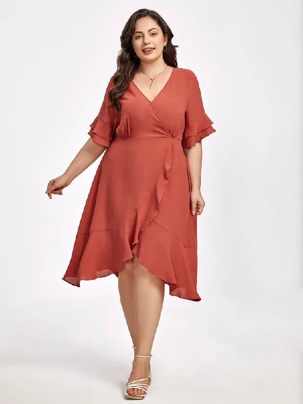 Plus Batwing Sleeve V-Neck Knot Side Wrap Midi Dress Elegant Satin Button Midi Dress Plus Batwing Sleeve V-Neck Knot Side Wrap Midi Dress Elegant Satin Button Midi Dress