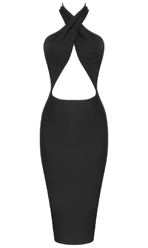 Stealing The Spotlight Black Sleeveless Wrap Halter Neck Cut Out Waist Backless Bodycon Midi Dress Stylish Striped Midi Dress Stealing The Spotlight Black Sleeveless Wrap Halter Neck Cut Out Waist Backless Bodycon Midi Dress Stylish Striped Midi Dress