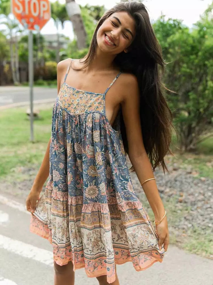STRAPPY MINI DRESS for women blue floral print dress women hot summer dress holiday tunic boho beach dress Elegant Satin Lace Mini Dress STRAPPY MINI DRESS for women blue floral print dress women hot summer dress holiday tunic boho beach dress Elegant Satin Lace Mini Dress