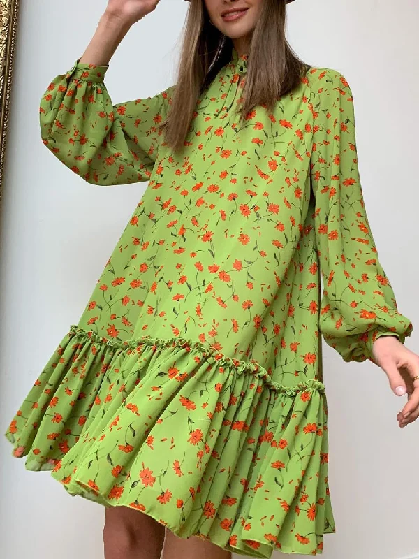 Summer Floral Print Chiffon Dress for Petite Women Sexy A-line Mini Dress with Flower Long Shirts Loose Women Ruffles Blouse Top Casual Mini Dress with Pockets Summer Floral Print Chiffon Dress for Petite Women Sexy A-line Mini Dress with Flower Long Shirts Loose Women Ruffles Blouse Top Casual Mini Dress with Pockets