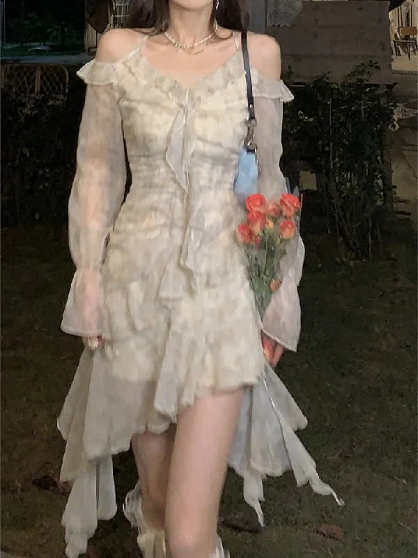 Summer Long Sleeve Floral Fairy Dress Woman Beach Elegant Party Mini Dresses Casual Vintage One Piece Dress Korean Fashion Comfortable Zip-Up Mini Dress Summer Long Sleeve Floral Fairy Dress Woman Beach Elegant Party Mini Dresses Casual Vintage One Piece Dress Korean Fashion Comfortable Zip-Up Mini Dress