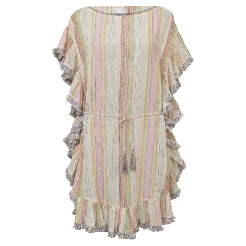 Zimmermann Striped Belted Mini Dress in Multicolor Cotton Fashionable Mini Dress with Pockets Zimmermann Striped Belted Mini Dress in Multicolor Cotton Fashionable Mini Dress with Pockets