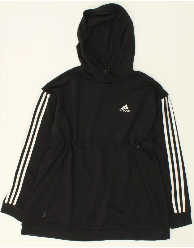 ADIDAS Womens Oversized Hoodie Jumper UK 8/10 Small Black Cotton Hoodie with Ribbed Cuffs Snug Fit Comfort