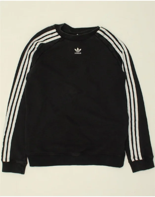 ADIDAS Womens Sweatshirt Jumper UK 12 Medium  Black Cotton Hoodie with Front Slit Layering Stylish