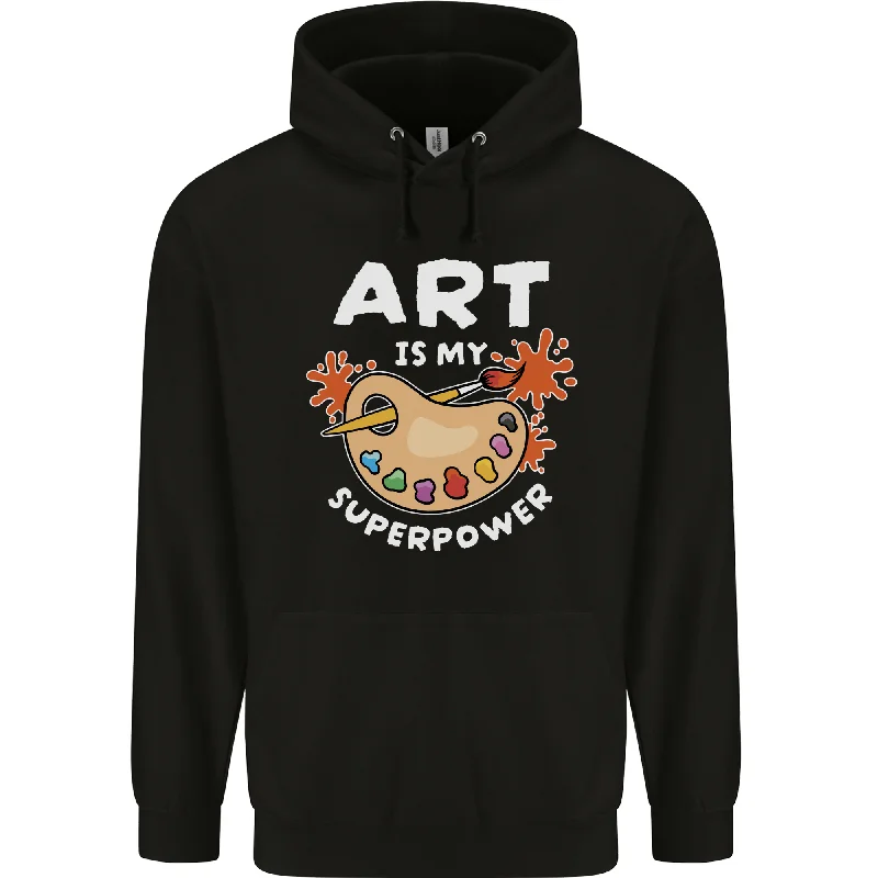 Art is My Superpower Funny Artist Mens 80% Cotton Hoodie Hoodie with Hem Drawcord Adjustable Customizable