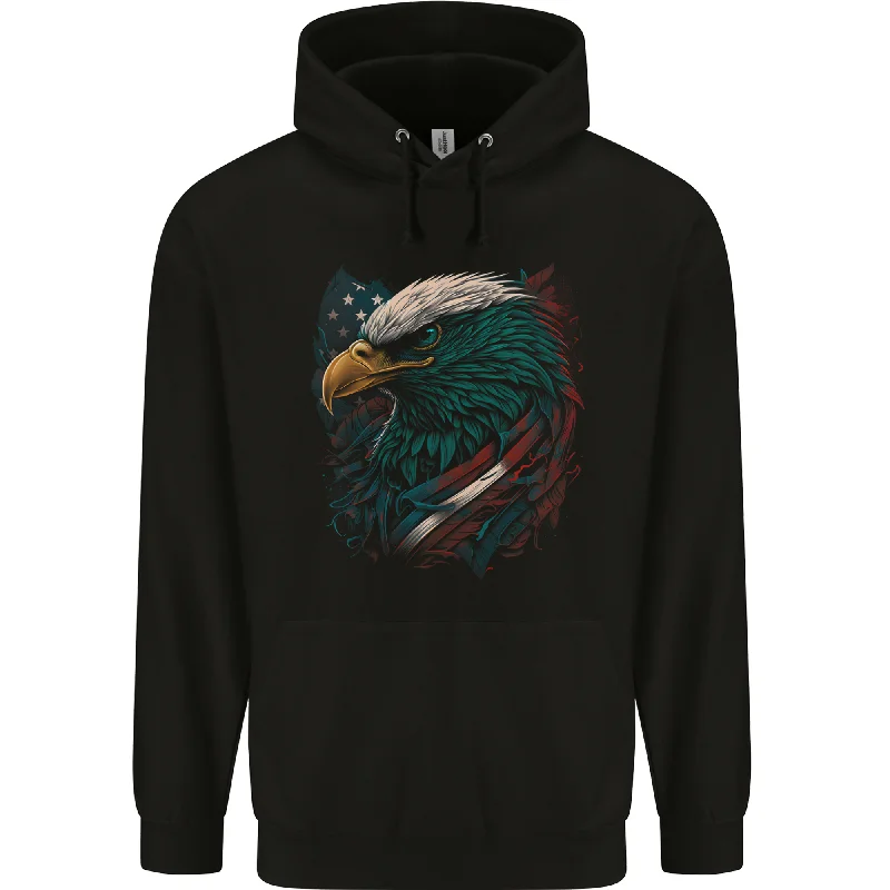 Artistic American Bald Eagle in Stars & Stripes Mens 80% Cotton Hoodie Hoodie with Pastel Soft Subtle