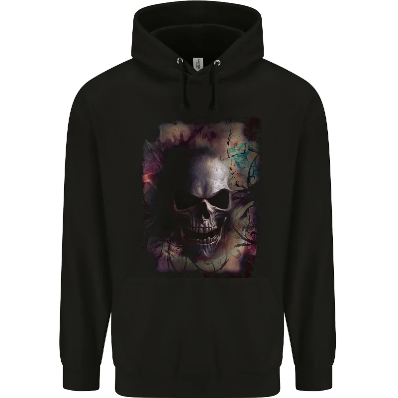 Artistic Skull Gothic Goth Mens 80% Cotton Hoodie Hoodie with Frayed Bohemian Relaxed