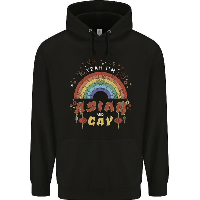 Asian and Gay Funny Gaysian LGBT Pride Mens 80% Cotton Hoodie Hoodie Jacket Zipper Layering