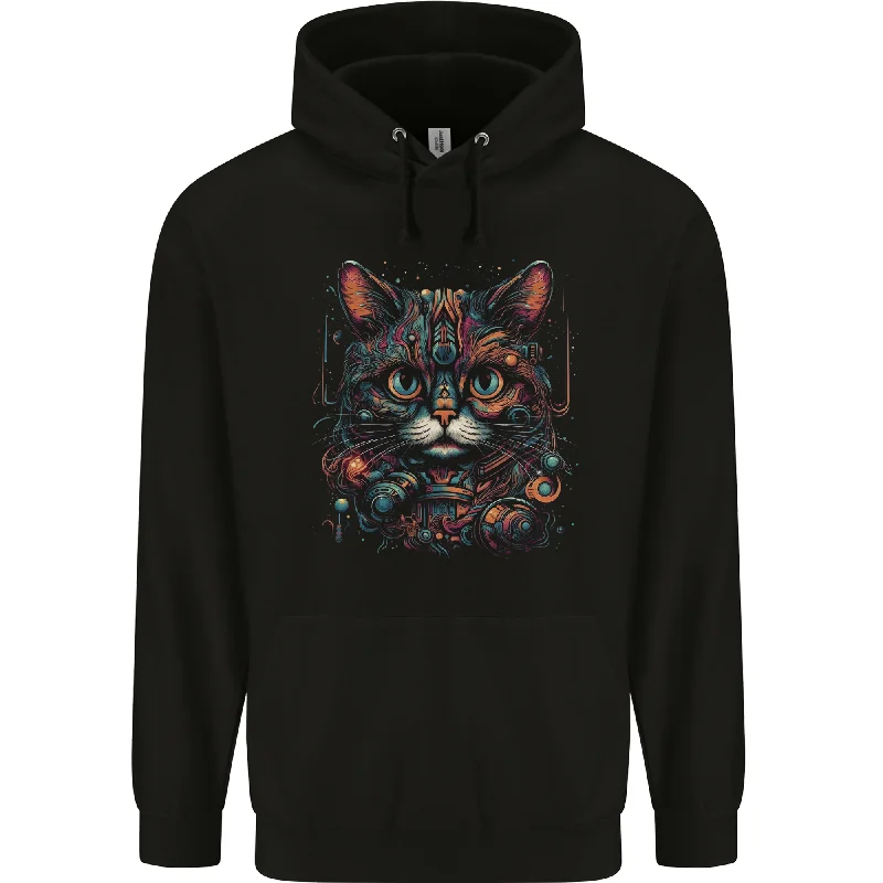 Astral Cat With Fantasy Tribal Markings Mens 80% Cotton Hoodie Hoodie with Mesh Breathable Sporty