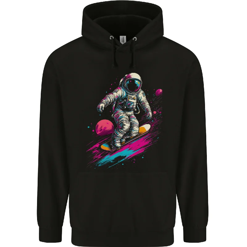 Astro Skater Astronaut Skateboarding Space Mens 80% Cotton Hoodie Hoodie with Ribbed Hem Stretchable Secure