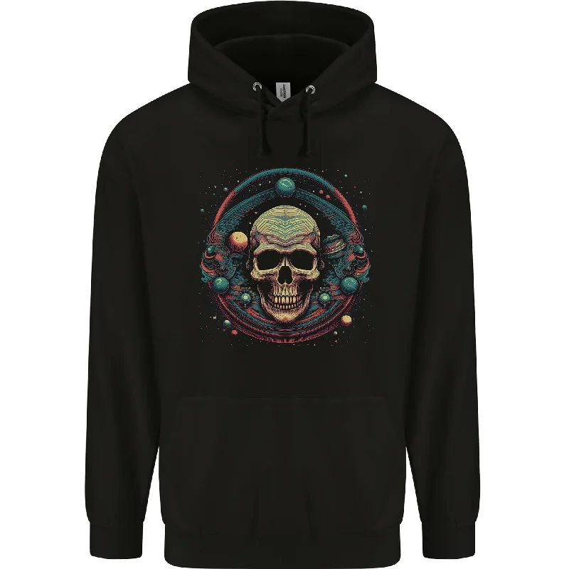 Astro Skull Planets Universe Space Mens 80% Cotton Hoodie Hoodie with Gradient Ombre Colorful