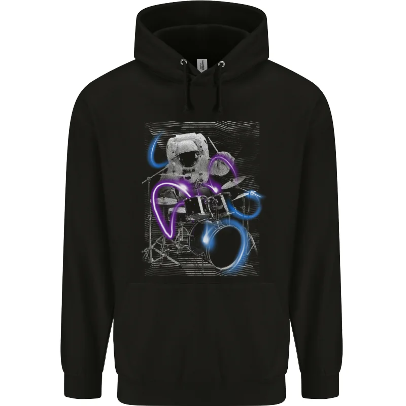 Astronaut Drummer Drumming Drums Mens 80% Cotton Hoodie Hoodie with Batwing Sleeves Loose Dramatic