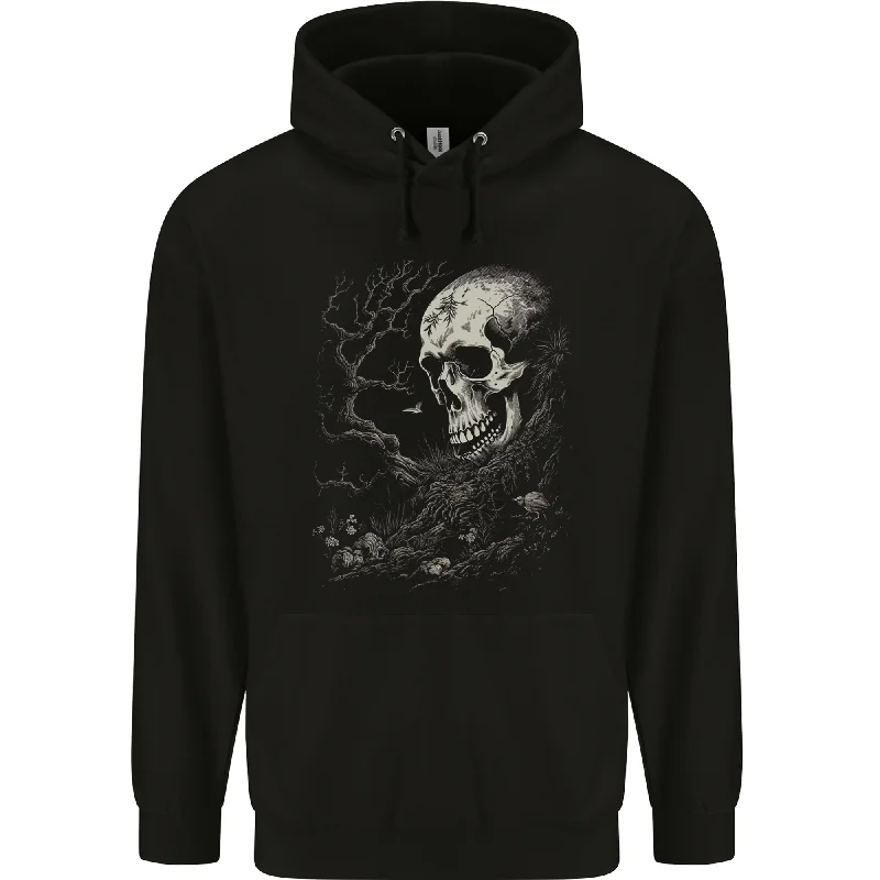 At One With Nature Skull Mens 80% Cotton Hoodie Hoodie with Embroidery Detailed Premium