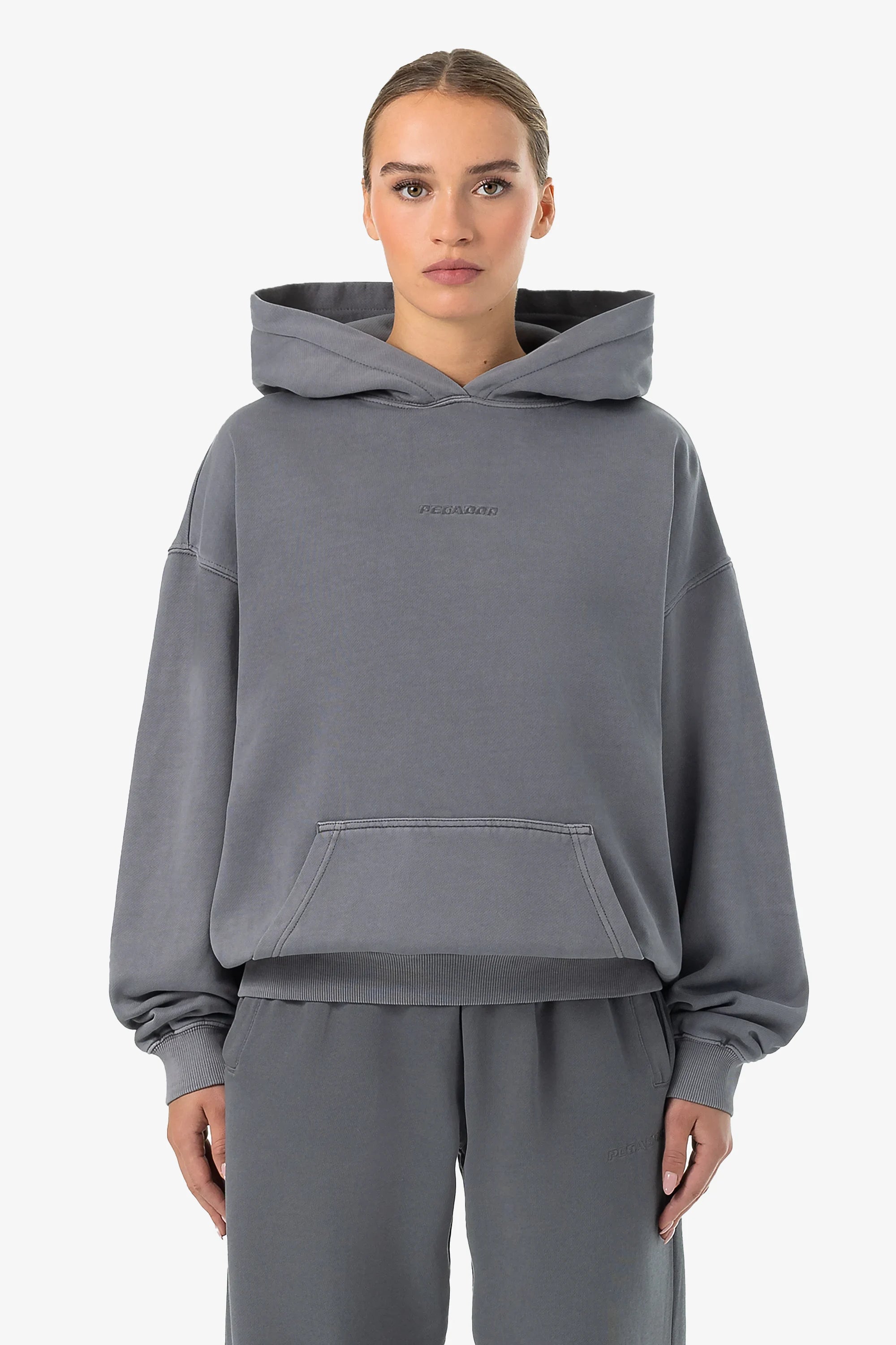 Clarita Logo Oversized Hoodie Vintage Grey Grey Hoodie with Lace Feminine Delicate