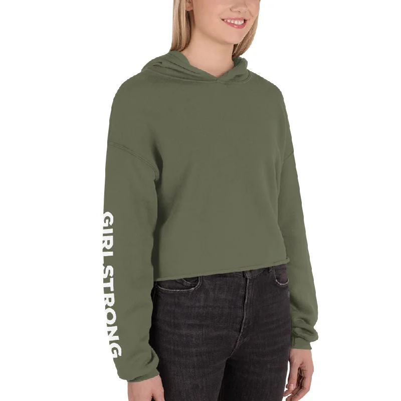 EVERYDAY FLEECE, COZY CHIC CROPPED HOODIE MILITARY GREEN Hoodie with Camouflage Military Edgy