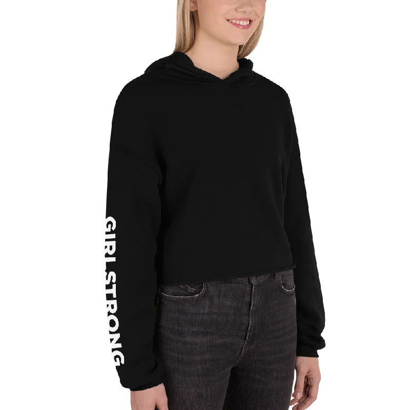 EVERYDAY FLEECE, COZY CHIC CROPPED HOODIE BLACK Hoodie with Stripes Bold Sporty