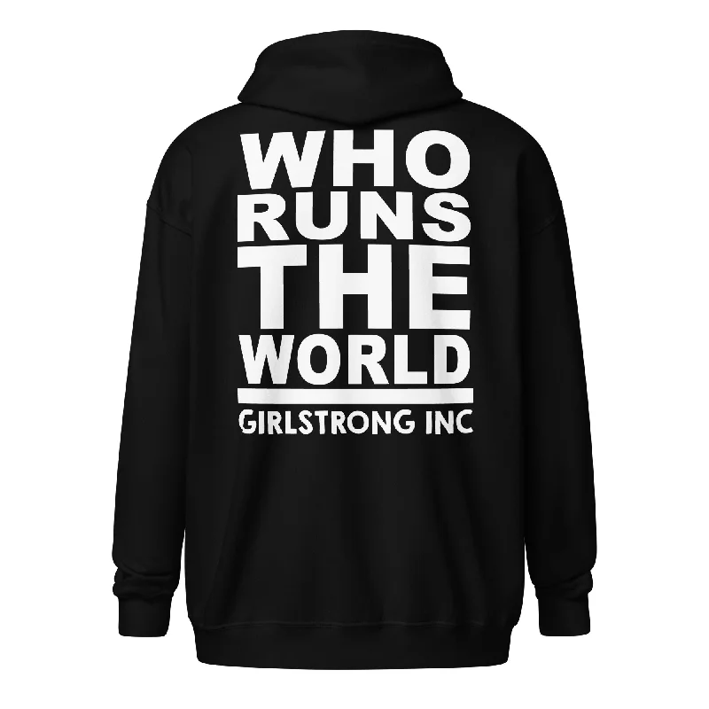 GS GRAPHIX FLEECE ZIP HOODIE - WHO RUNS THE WORLD Hoodie with Lining Warm Insulated