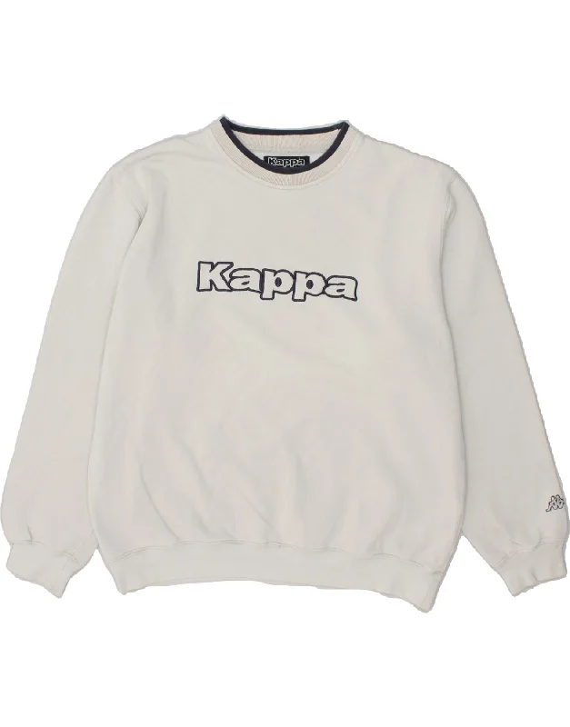 KAPPA Womens Graphic Sweatshirt Jumper UK 16 Large White Hoodie with Bell Sleeves Flared Feminine