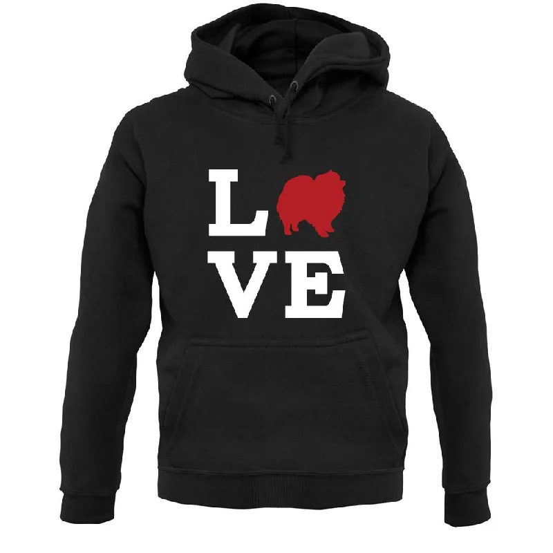 Love Pomeranian Dog Silhouette Unisex Hoodie Hoodie with Thumb Holes Functional Cozy