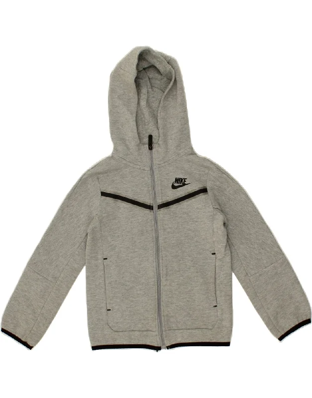 NIKE Boys Zip Hoodie Sweater 5-6 Years Medium Grey Cotton Hooded Sweatshirt Casual Wear Street Style