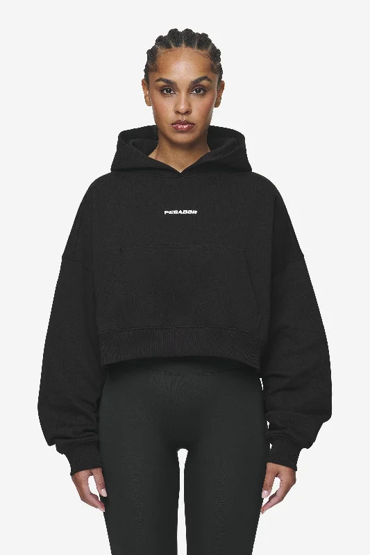 Salita Oversized Cropped Hoodie Black White Gum Hoodie with Typography Text Message