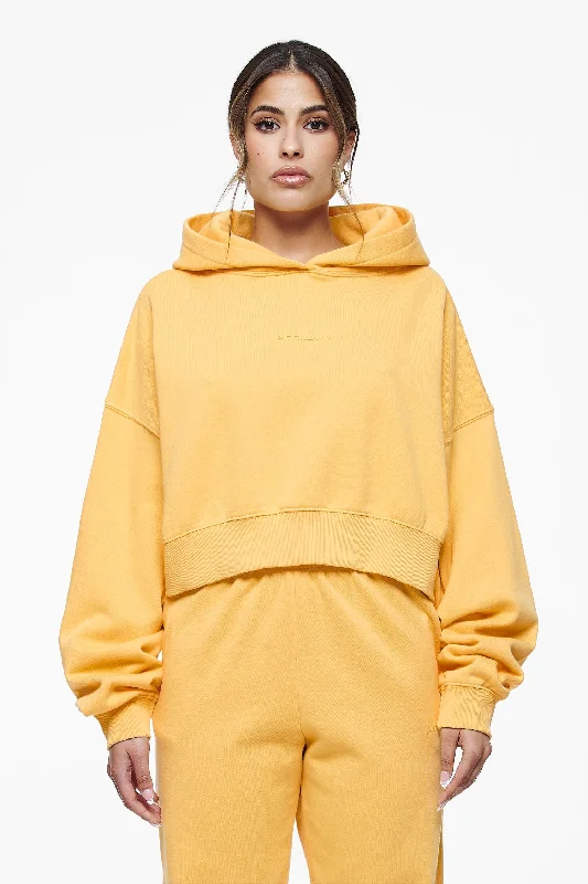 Salita Oversized Cropped Hoodie Vintage Washed Golden Sun Gum Hoodie with Neon Bright Vibrant