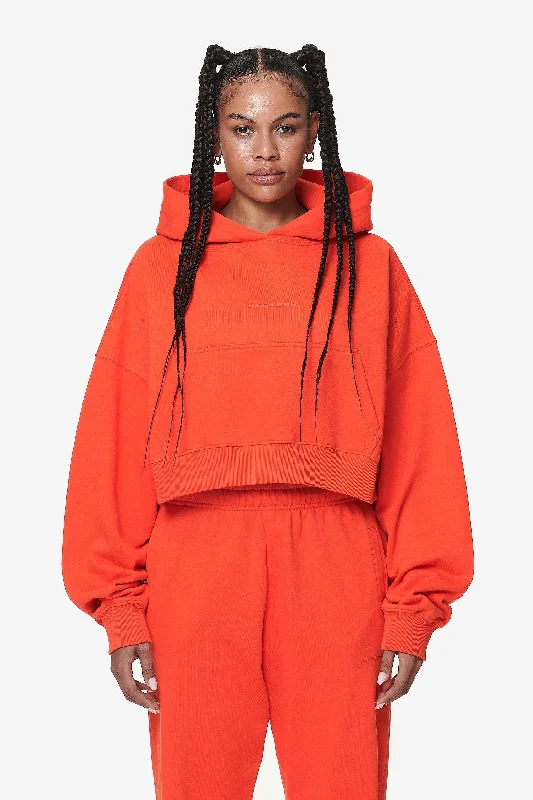 Salita Oversized Cropped Hoodie Washed Signal Red Gum Hoodie with Reflective Safety Nightwear