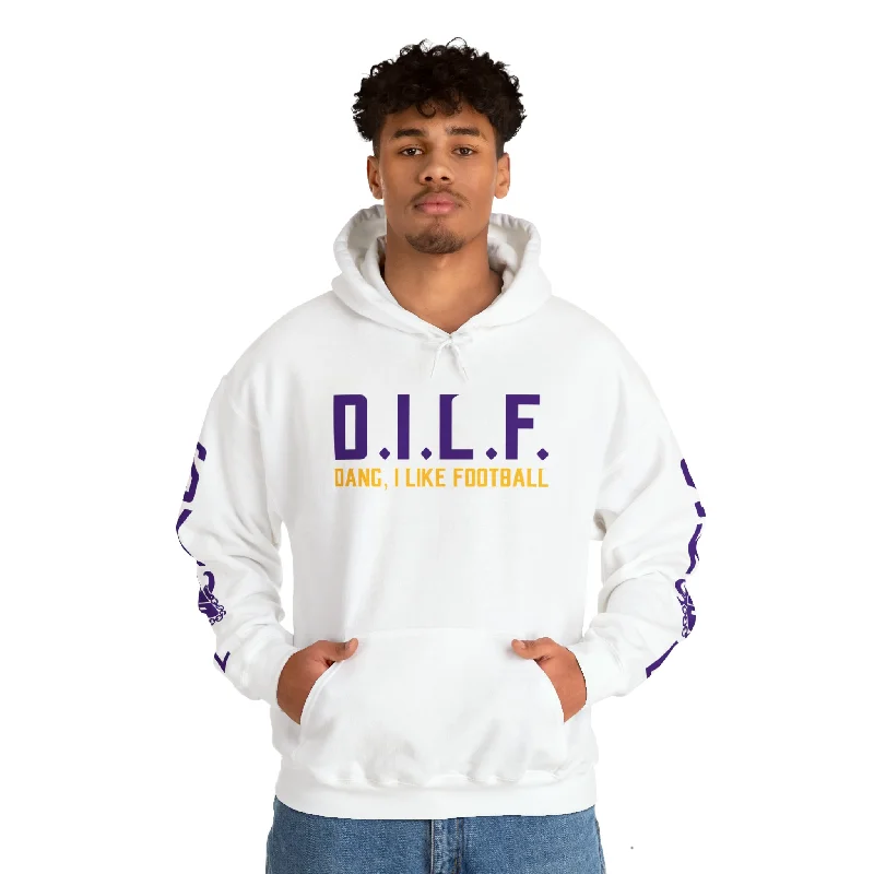 Unisex Heavy Blend™ Hooded Sweatshirt - D.I.L.F. + Original (Sleeves) Hoodie with Hem Fringe Bohemian Relaxed