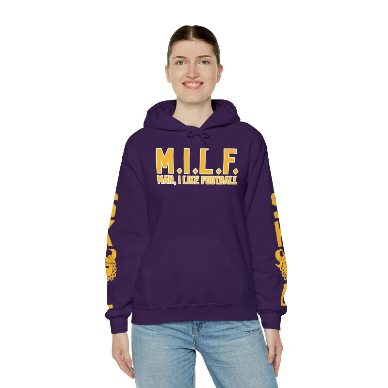 Unisex Heavy Blend™ Hooded Sweatshirt - M.I.L.F. + Original (Sleeves) Hoodie with Mesh Breathable Sporty