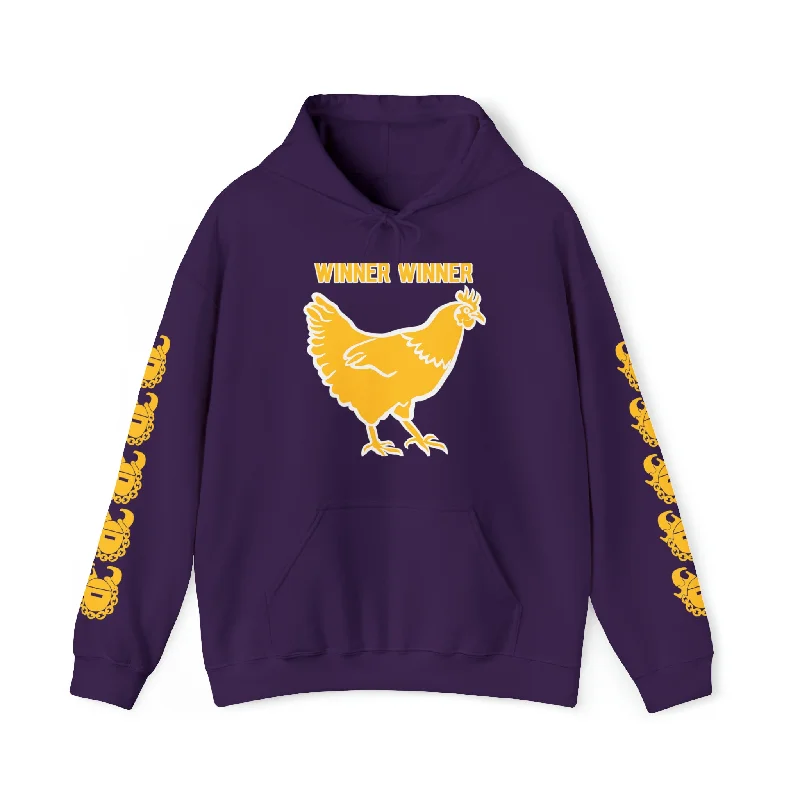 Unisex Heavy Blend™ Hooded Sweatshirt - Winner Winner Chicken Dinner + Game Day Helmet (Sleeves) Hoodie with Puffed Sleeves Voluminous Trendy