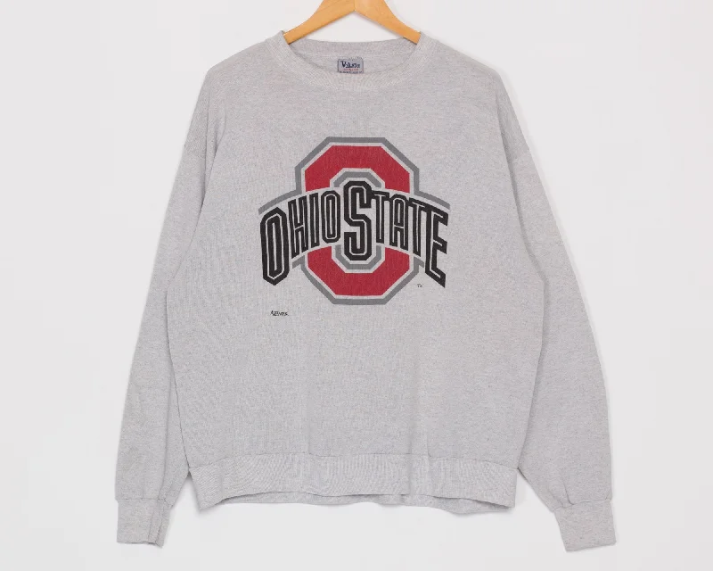 XL 90s Ohio State University Crewneck Sweatshirt Hoodie with Mock Neck Collared Structured