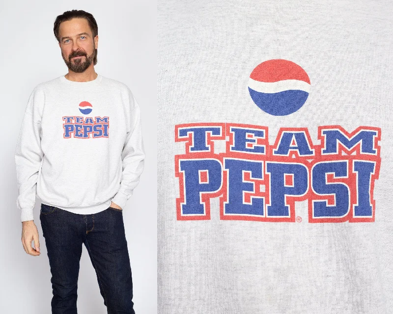 XL 90s Team Pepsi Sweatshirt Hoodie with Slit Hem Functional Movement