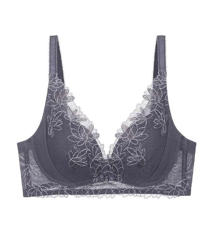 AQUA ACACIA NON-WIRED PUSH UP DEEP V BRA Comfortable Lace Bralette