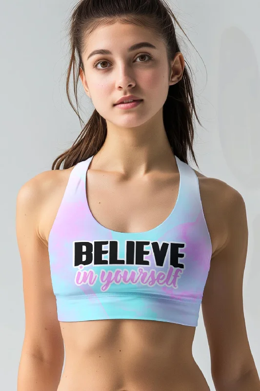 Believe in Yourself Stella Seamless Racerback Sport Yoga Bra - Women Soft Support Bra