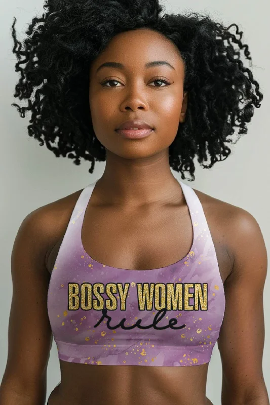 Bossy Women Rule Stella Seamless Racerback Sport Yoga Bra - Women Comfortable Fit Bralette