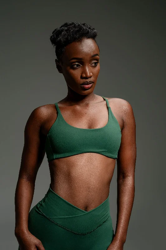 Charm Sports Bra - Dark Green Seamless Sports Bra