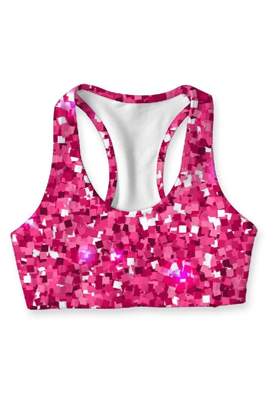 Glam Doll Stella Pink Seamless Racerback Sport Yoga Bra - Women High-Cut Bra Design