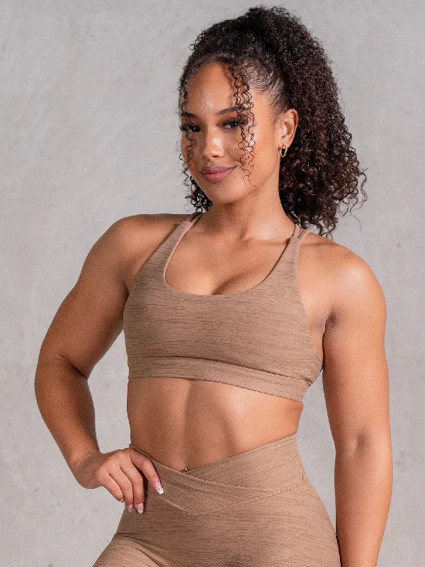 Icon Scoop Neck Sports Bra - Mocha Marl Stylish Strapless Bra