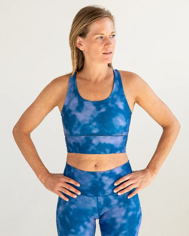 Indigo Fog Longline Sports Bra Sexy Mesh Bralette