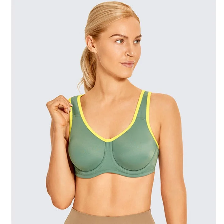 Keyla High Impact Double-layer Outer Underwire Sports Bra| C-G Cup| Aqua - Lotus Soft Stretch Bra