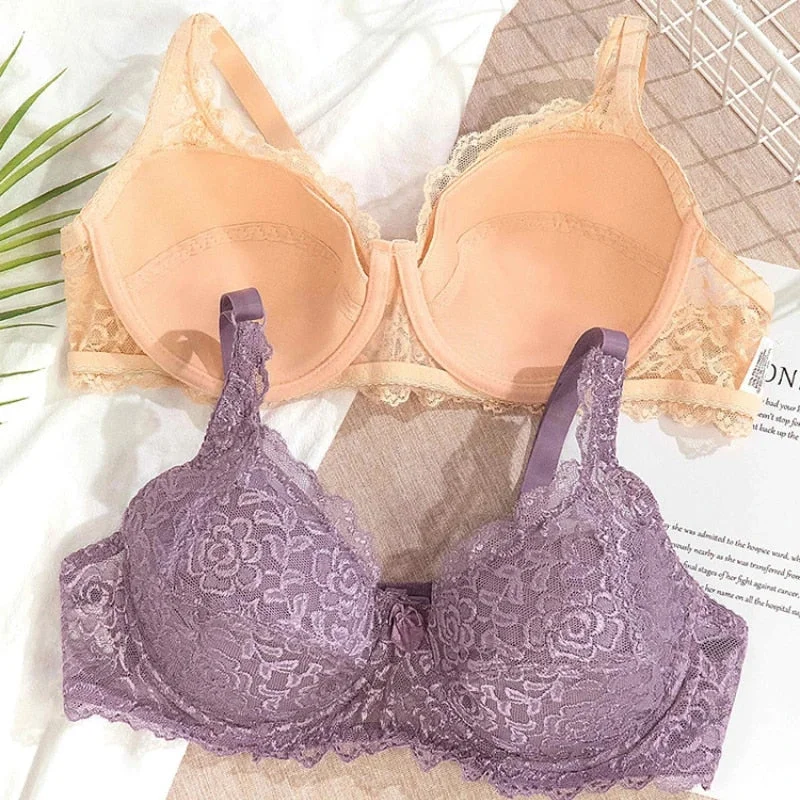 Women Sexy Lace Bra Underwire Cotton Bras Elegant Lace Bralette