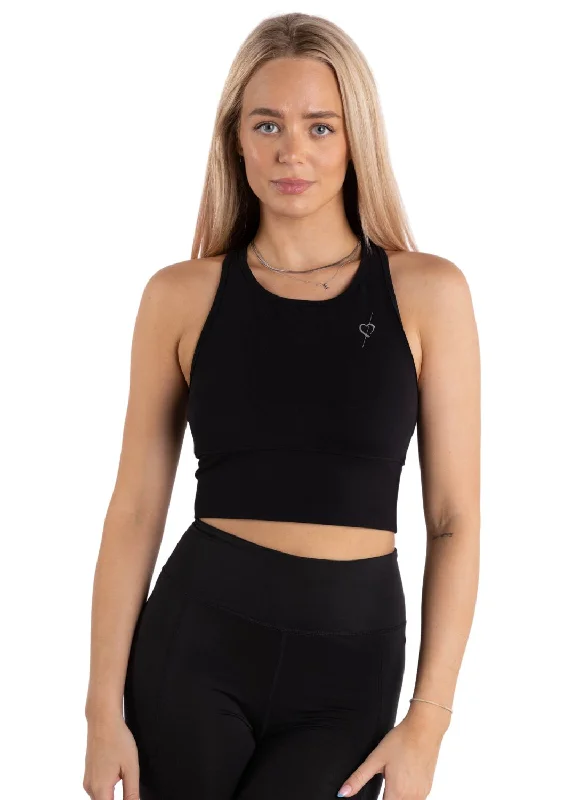 Long Line Sports Bra - Black Comfortable Bralette Style