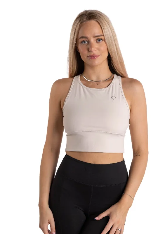 Long Line Sports Bra - Nude Soft Mesh Bralette