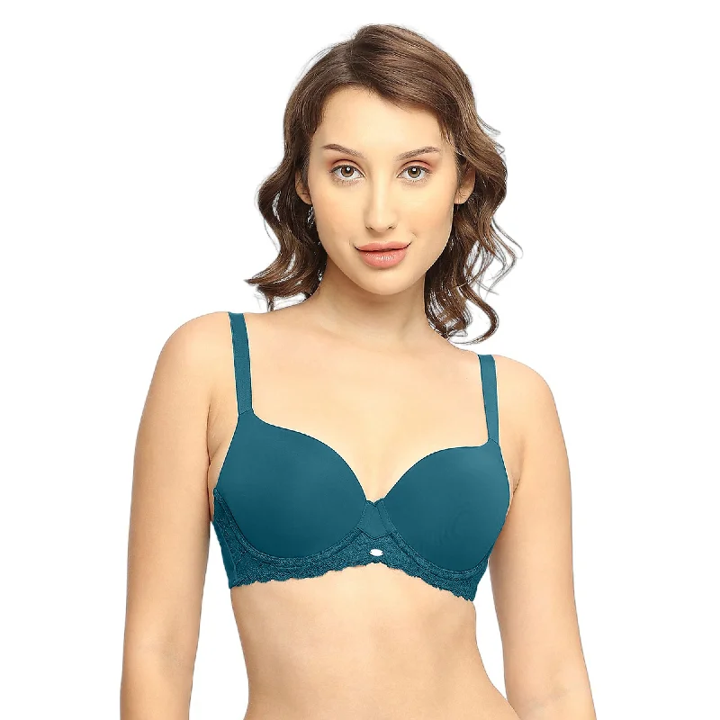 Medium Coverage Padded Wired Lace Bra-FB-550 Sleek Push-Up Bra