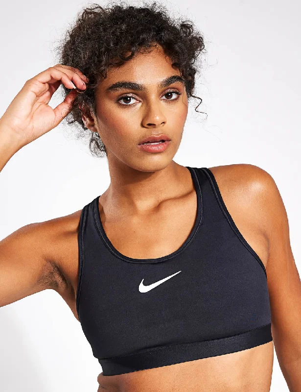 Swoosh High Support Bra - Black/Iron Grey/White Lightweight Cotton Bra